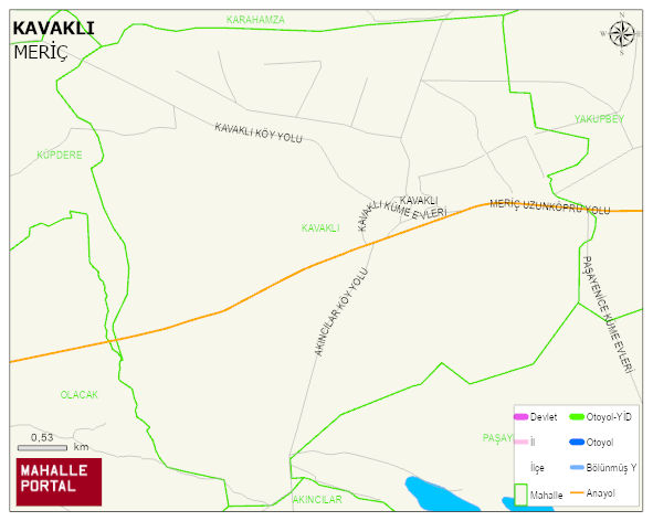KAVAKLI Köyü Haritası | Mahalle ve Köy Sınırı