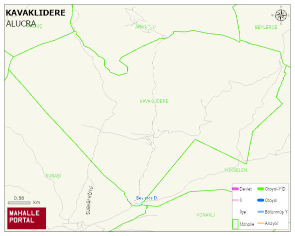 KAVAKLIDERE Köyü Haritası | Mahalle ve Köy Sınırı
