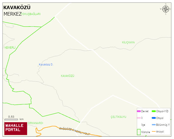 KAVAKÖZÜ Köyü Haritası | Dağlar, Ovalar ve Akarsu Bilgileri