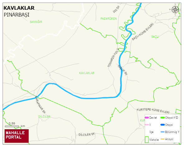 KAVLAKLAR Mahallesi Haritası | Yükselti ve Doğa Özellikleri