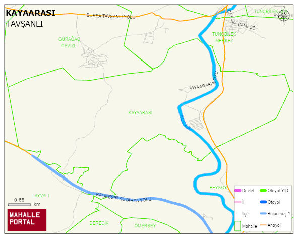 KAYAARASI Köyü Haritası | Yükselti ve Doğa Özellikleri
