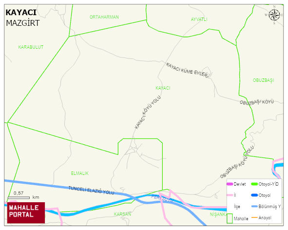 KAYACI Köyü Haritası | Sayısal Bölge Görünümü