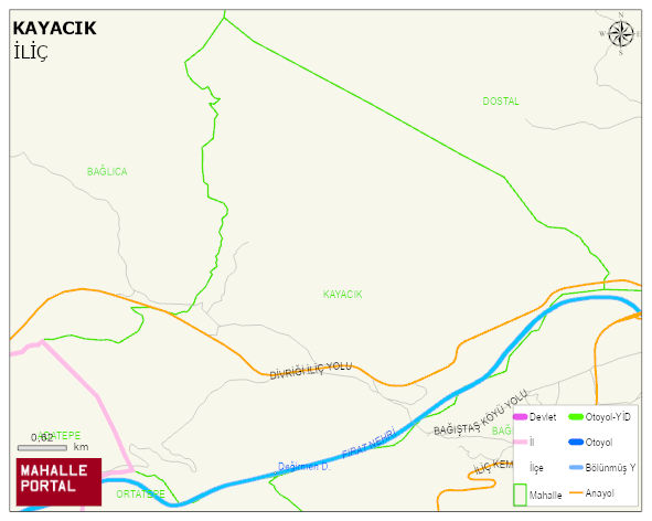 KAYACIK Köyü Haritası | Dağlar, Ovalar ve Akarsu Bilgileri