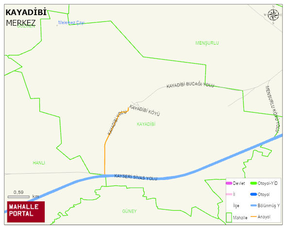 KAYADİBİ Köyü Haritası | Mahalle ve Köy Sınırı