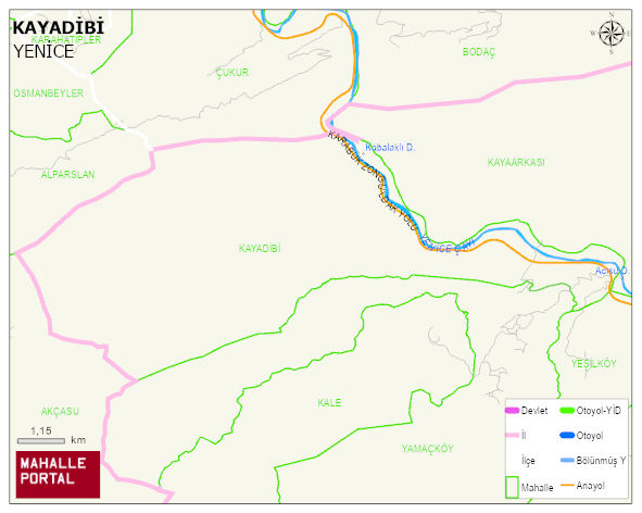 KAYADİBİ Köyü Haritası | Dağlar, Ovalar ve Akarsu Bilgileri