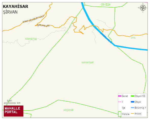 KAYAHİSAR Köyü Haritası | Dağlar, Ovalar ve Akarsu Bilgileri