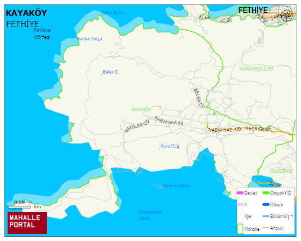 KAYAKÖY Mahallesi Haritası | Dağlar, Ovalar ve Akarsu Bilgileri