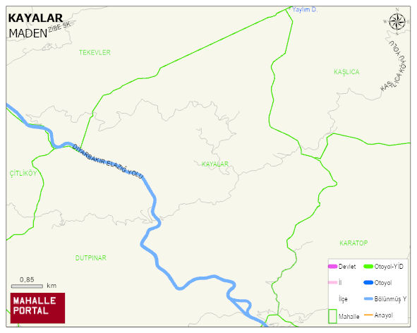 KAYALAR Köyü Haritası | Yükselti ve Doğa Özellikleri