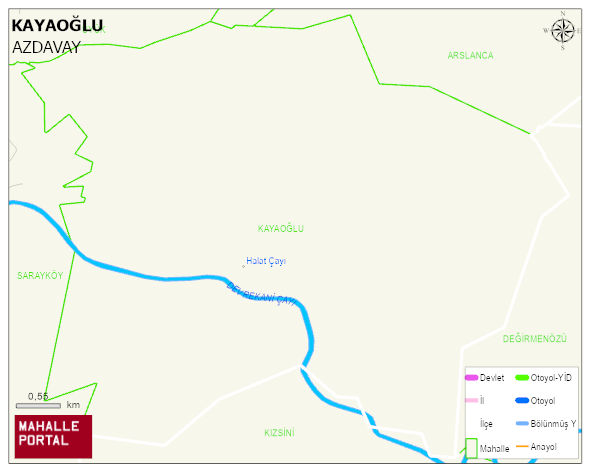 KAYAOĞLU Köyü Haritası | Dağlar, Ovalar ve Akarsu Bilgileri