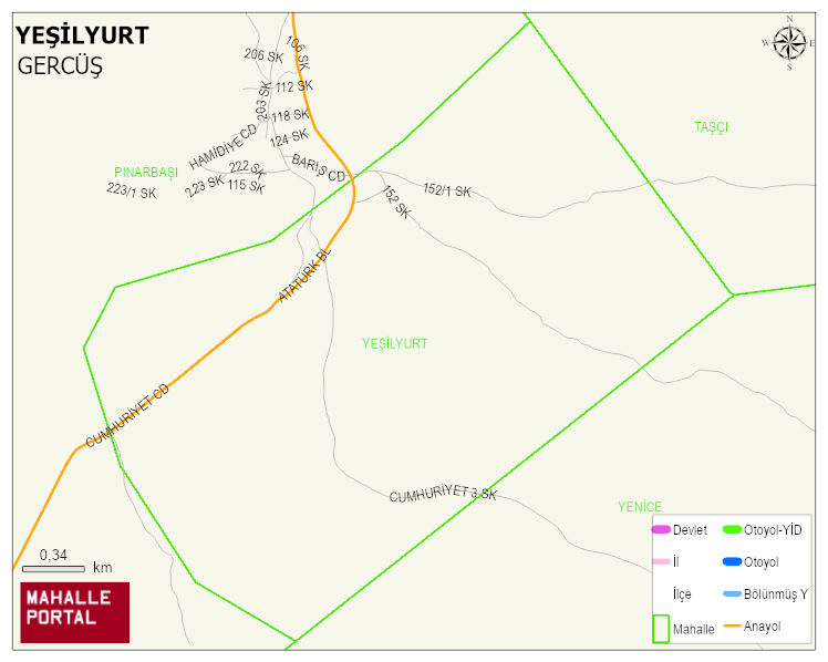 KAYAPINAR BELDESİ YEŞİLYURT Mahallesi Haritası | Mahalle Sokak Haritası