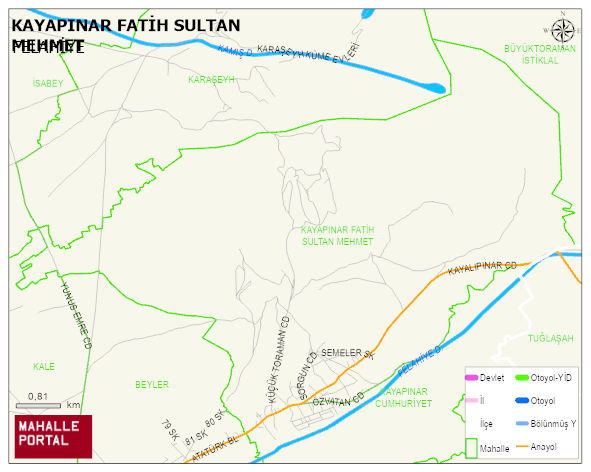 KAYAPINAR FATİH SULTAN MEHMET Mahallesi Haritası | Detaylı Köy ve Mahalle Görünümü