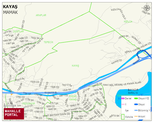 KAYAŞ Mahallesi Haritası | İnteraktif Köy ve Mahalle Sınırları