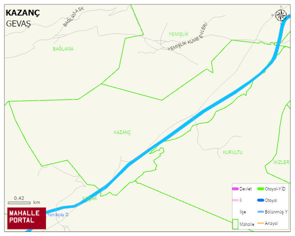 KAZANÇ Mahallesi Haritası | Yükselti ve Doğa Özellikleri