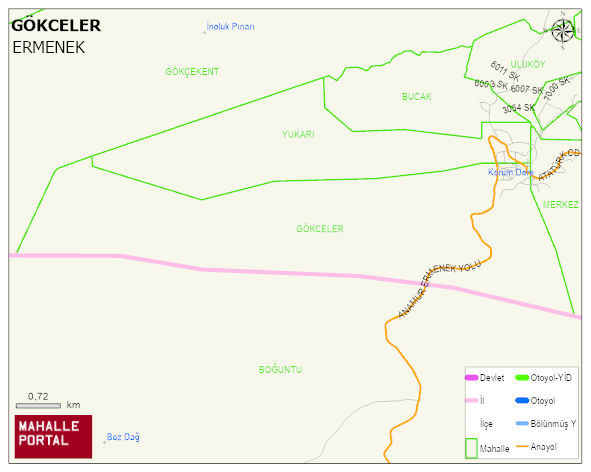 KAZANCI BELDESİ GÖKCELER Mahallesi Haritası | Yükselti ve Doğa Özellikleri