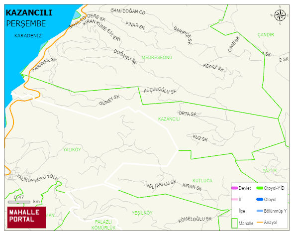 KAZANCILI Mahallesi Haritası | Dağlar, Ovalar ve Akarsu Bilgileri