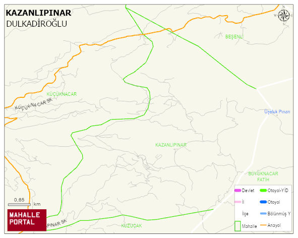 KAZANLIPINAR Mahallesi Haritası | Coğrafi Yapı ve Detaylı Haritası