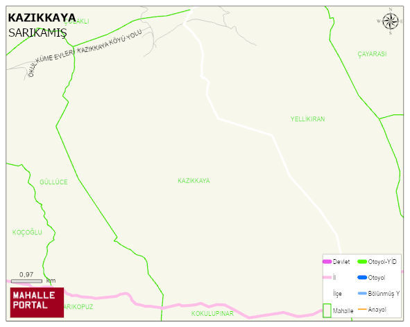 KAZIKKAYA Köyü Haritası | Coğrafi Yapı ve Detaylı Haritası