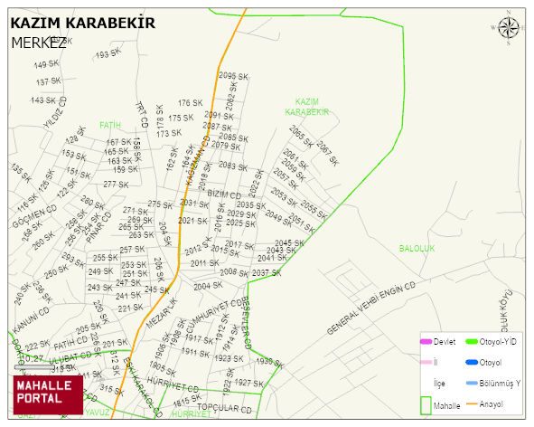KAZIM KARABEKİR Mahallesi Haritası | Dağlar, Ovalar ve Akarsu Bilgileri