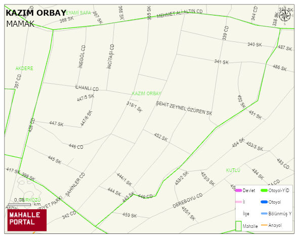 KAZIM ORBAY Mahallesi Haritası | İnteraktif Köy ve Mahalle Sınırları