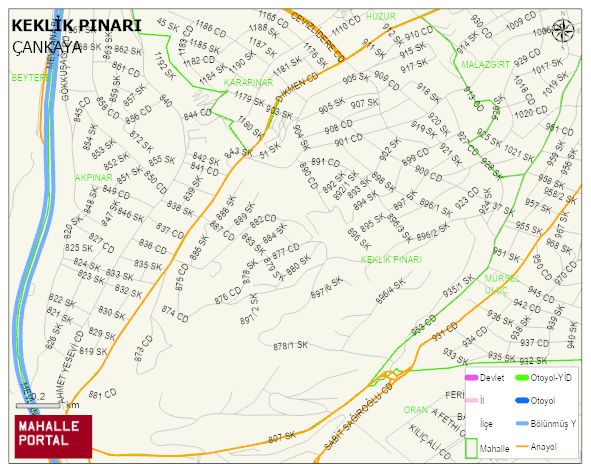 KEKLİK PINARI Mahallesi Haritası | Mahalle ve Köy Sınırı