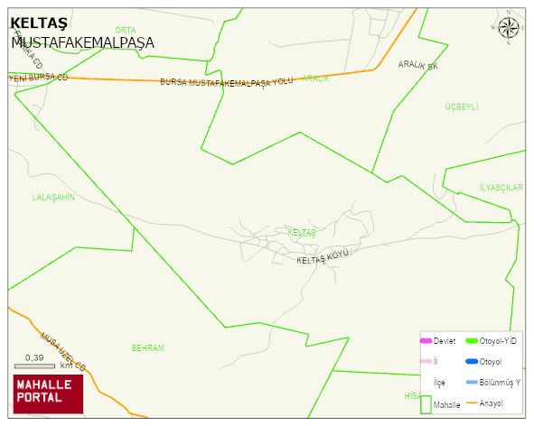 KELTAŞ Mahallesi Haritası | Dağlar, Ovalar ve Akarsu Bilgileri