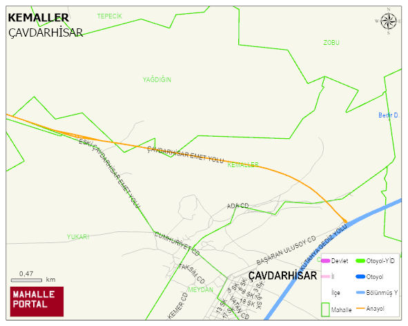 KEMALLER Mahallesi Haritası | Yükselti ve Doğa Özellikleri
