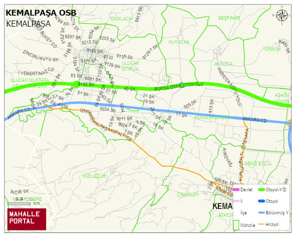 KEMALPAŞA OSB Mahallesi Haritası | Detaylı Köy ve Mahalle Görünümü