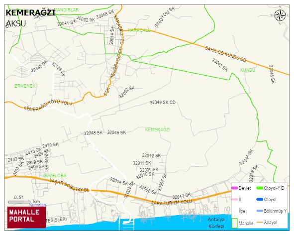 KEMERAĞZI Mahallesi Haritası | Coğrafi Yapı ve Detaylı Haritası