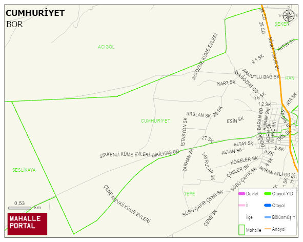KEMERHİSAR BELDESİ CUMHURİYET Mahallesi Haritası | İnteraktif Köy ve Mahalle Sınırları