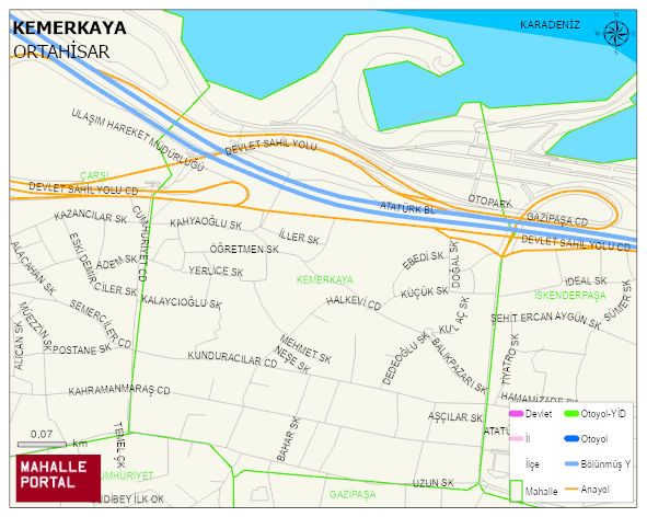 KEMERKAYA Mahallesi Haritası | Coğrafi Yapı ve Detaylı Haritası