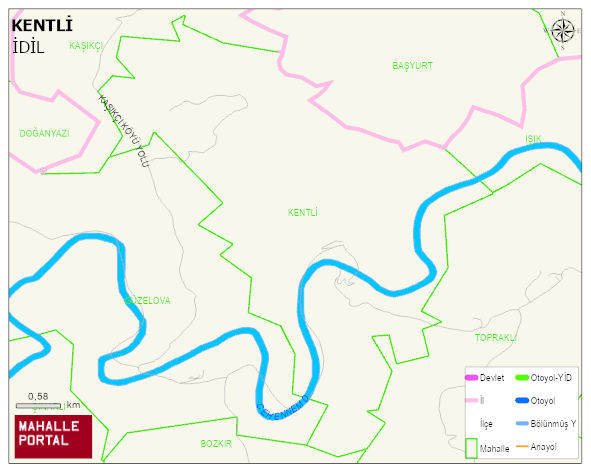 KENTLİ Köyü Haritası | Yükselti ve Doğa Özellikleri