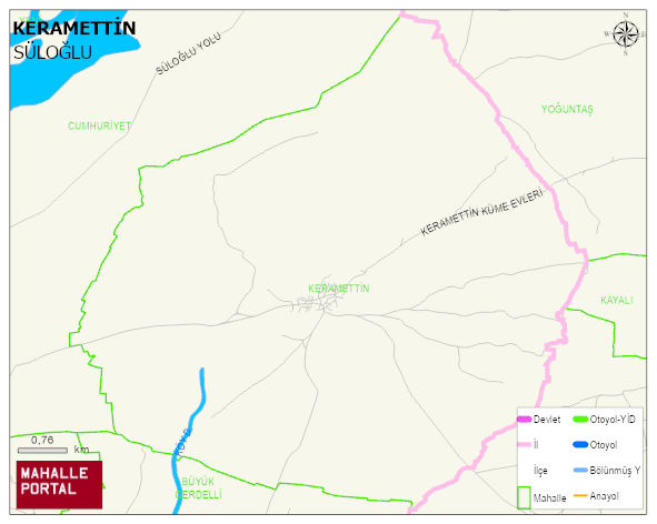 KERAMETTİN Köyü Haritası | Mahalle ve Köy Sınırı