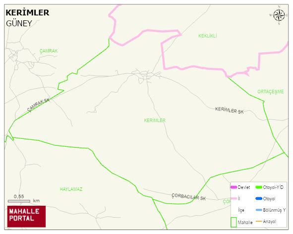 KERİMLER Mahallesi Haritası | Yükselti ve Doğa Özellikleri