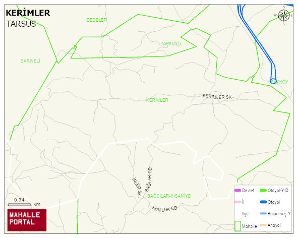 KERİMLER Mahallesi Haritası | Coğrafi Yapı ve Detaylı Haritası
