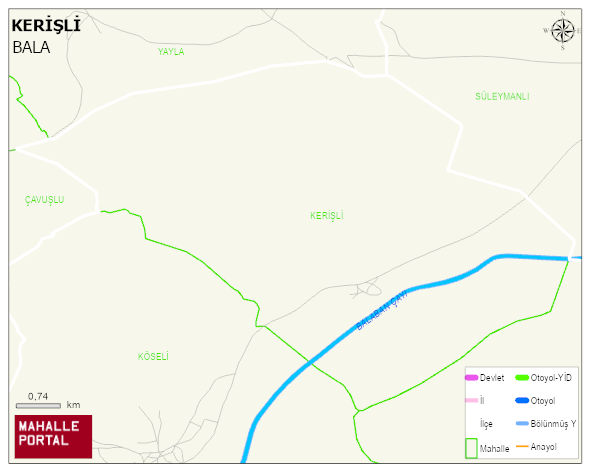 KERİŞLİ Mahallesi Haritası | Yükselti ve Doğa Özellikleri