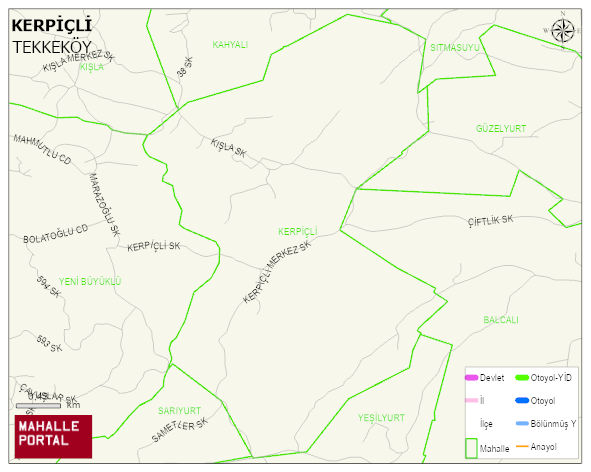 KERPİÇLİ Mahallesi Haritası | Dağlar, Ovalar ve Akarsu Bilgileri