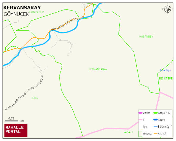 KERVANSARAY Köyü Haritası | Yükselti ve Doğa Özellikleri