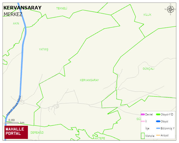 KERVANSARAY Köyü Haritası | Coğrafi Yapı ve Detaylı Haritası