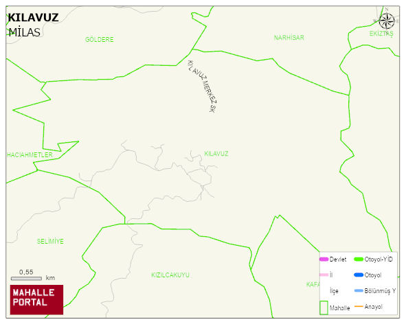 KILAVUZ Mahallesi Haritası | Yükselti ve Doğa Özellikleri