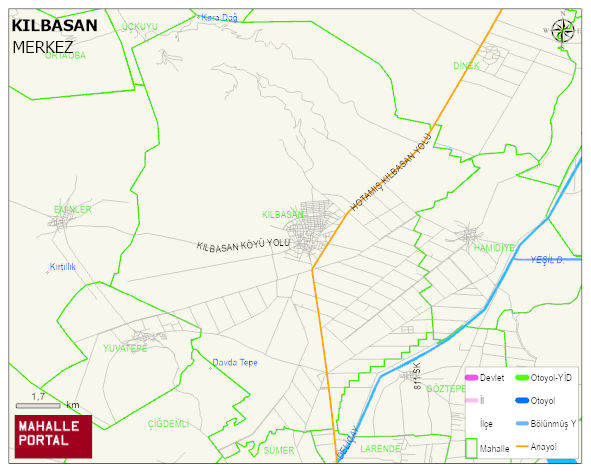 KILBASAN Köyü Haritası | Yükselti ve Doğa Özellikleri