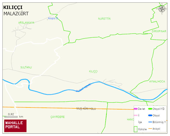 KILIÇÇI Köyü Haritası | Dağlar, Ovalar ve Akarsu Bilgileri
