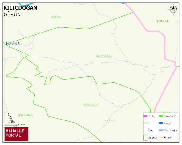 KILIÇDOĞAN Köyü Haritası | Sayısal Bölge Görünümü