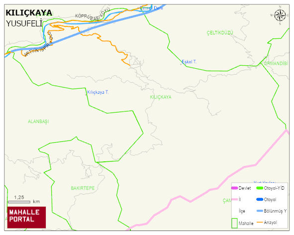 KILIÇKAYA Köyü Haritası | Mahalle ve Köy Sınırı