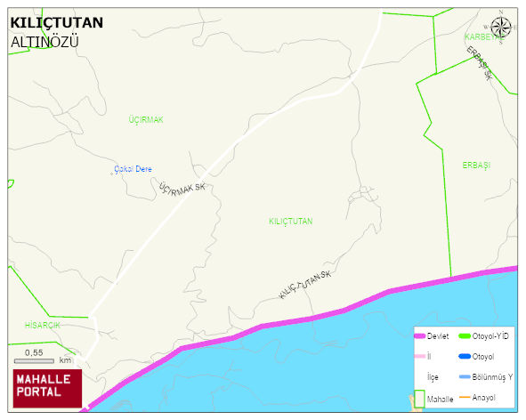 KILIÇTUTAN Mahallesi Haritası | Coğrafi Yapı ve Detaylı Haritası