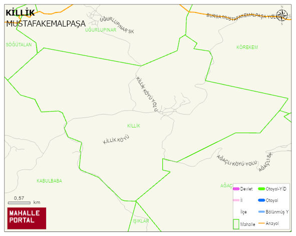 KİLLİK Mahallesi Haritası | Mahalle ve Köy Sınırı