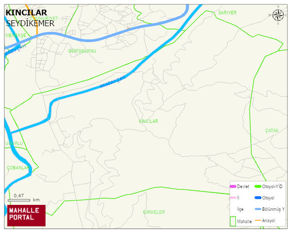KINCILAR Mahallesi Haritası | Sayısal Bölge Görünümü