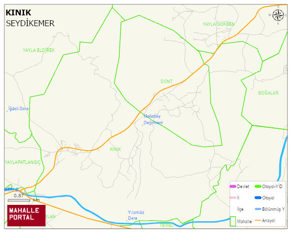 KINIK Mahallesi Haritası | Yükselti ve Doğa Özellikleri