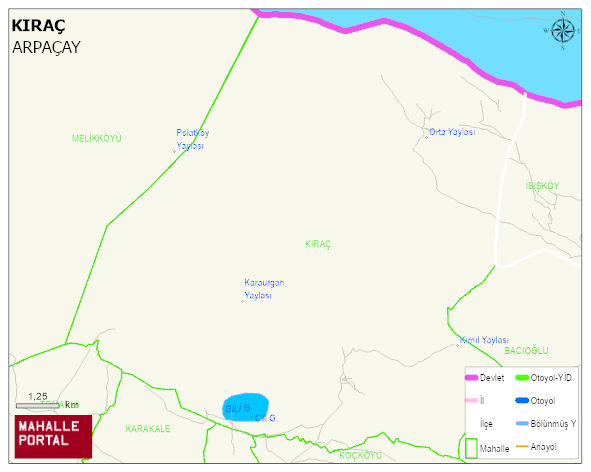 KIRAÇ Köyü Haritası | Yükselti ve Doğa Özellikleri