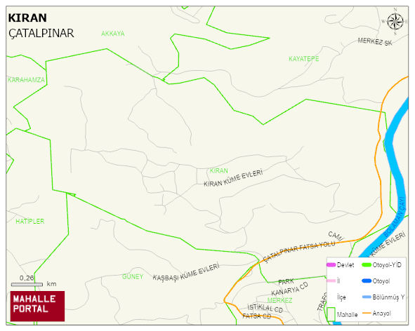 KIRAN Mahallesi Haritası | Yükselti ve Doğa Özellikleri