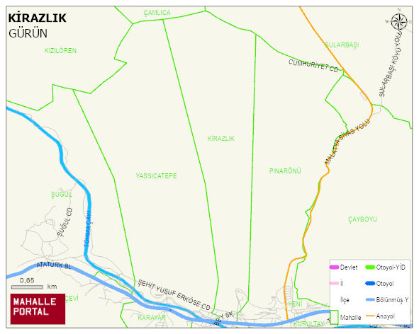 KİRAZLIK Mahallesi Haritası | Coğrafi Yapı ve Detaylı Haritası